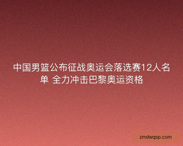 中国男篮公布征战奥运会落选赛12人名单 全力冲击巴黎奥运资格